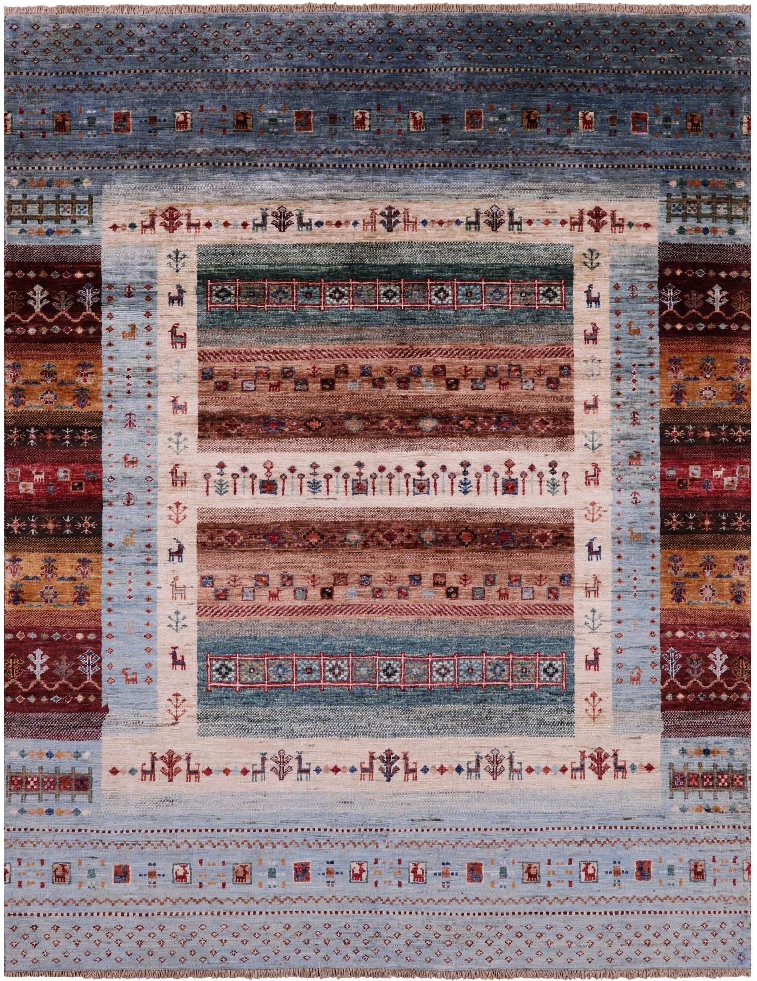 Tribal Persian Gabbeh Handmade Wool Rug - 4' 11" X 6' 4" - Golden Nile