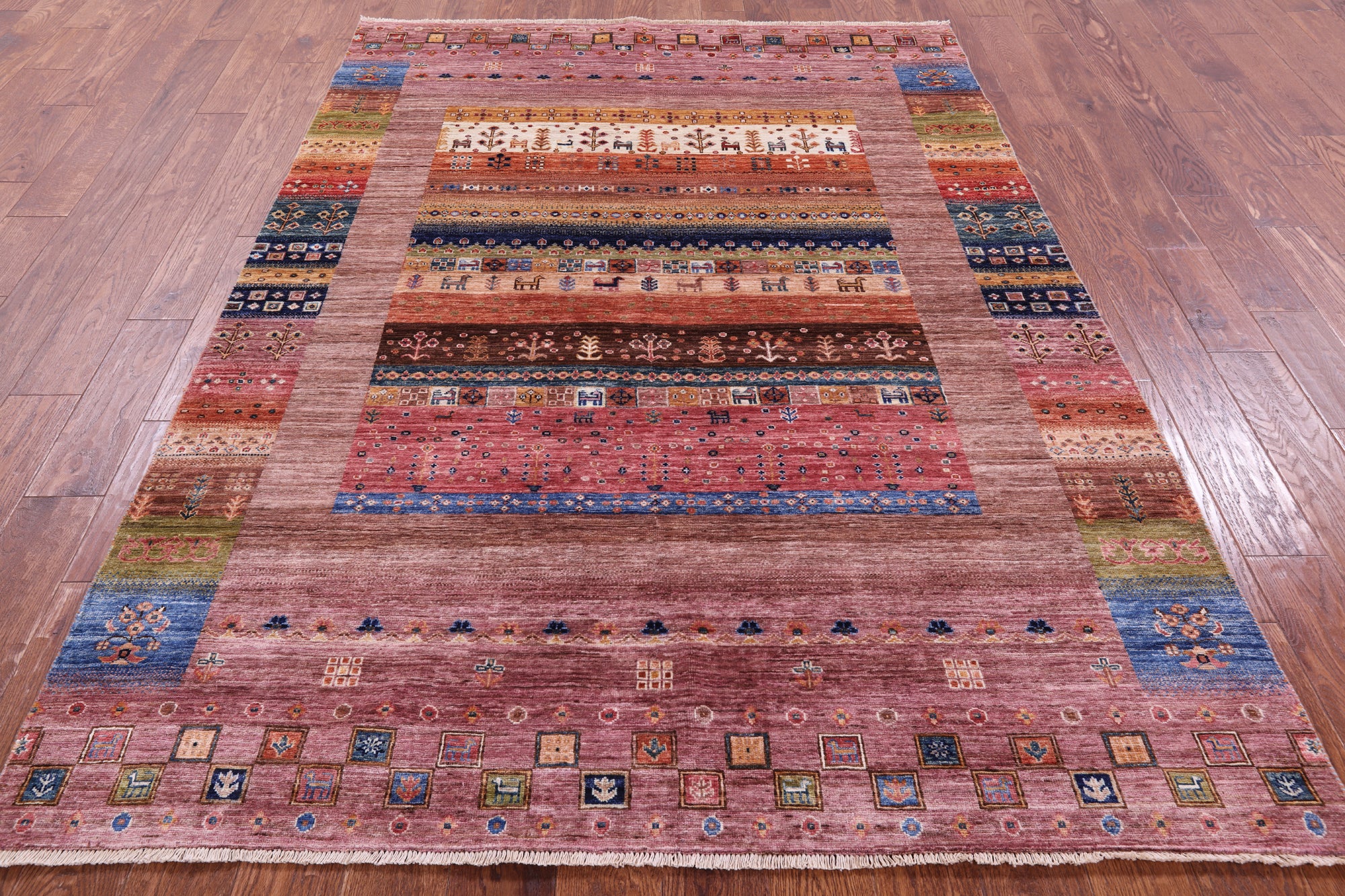 Tribal Persian Gabbeh Handmade Wool Rug - 5' 7" X 7' 10" - Golden Nile