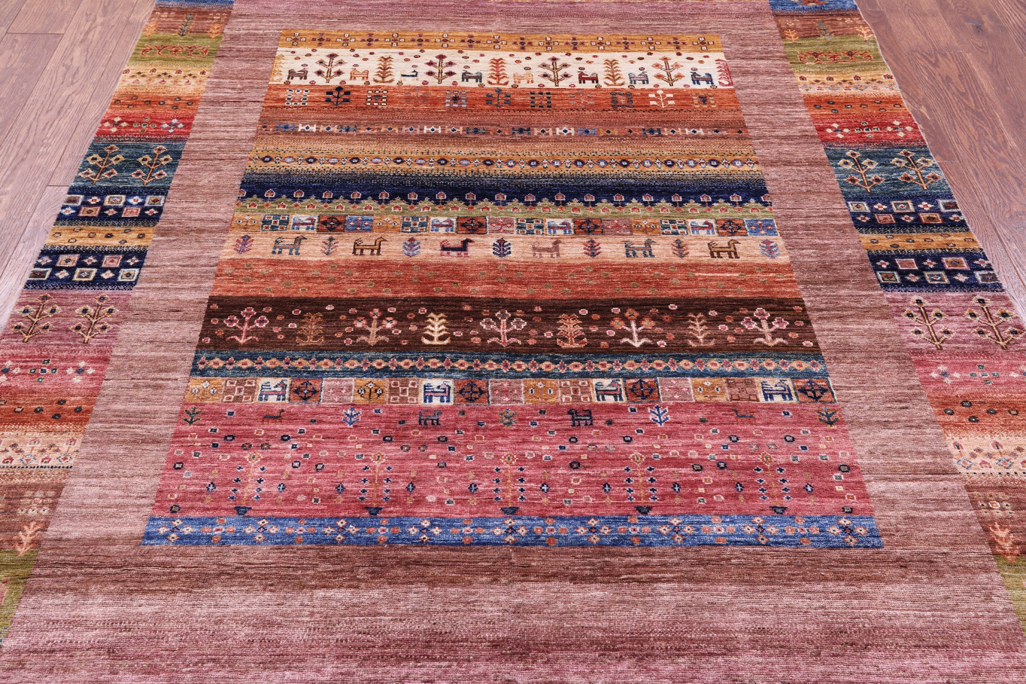 Tribal Persian Gabbeh Handmade Wool Rug - 5' 7" X 7' 10" - Golden Nile