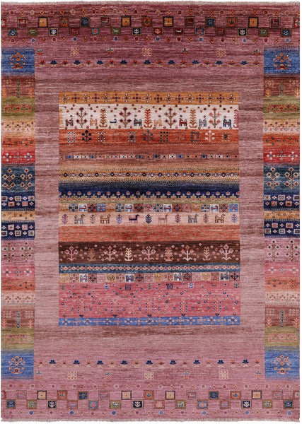 Tribal Persian Gabbeh Handmade Wool Rug - 5' 7" X 7' 10" - Golden Nile
