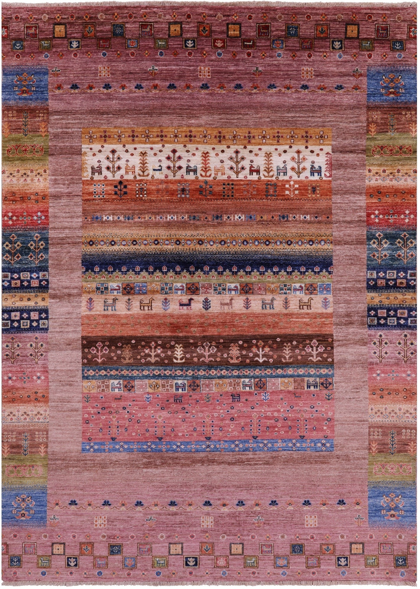 Tribal Persian Gabbeh Handmade Wool Rug - 5' 7" X 7' 10" - Golden Nile
