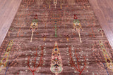 Brown Tribal Persian Gabbeh Hand Knotted Wool Rug - 5' 8" X 8' 2" - Golden Nile