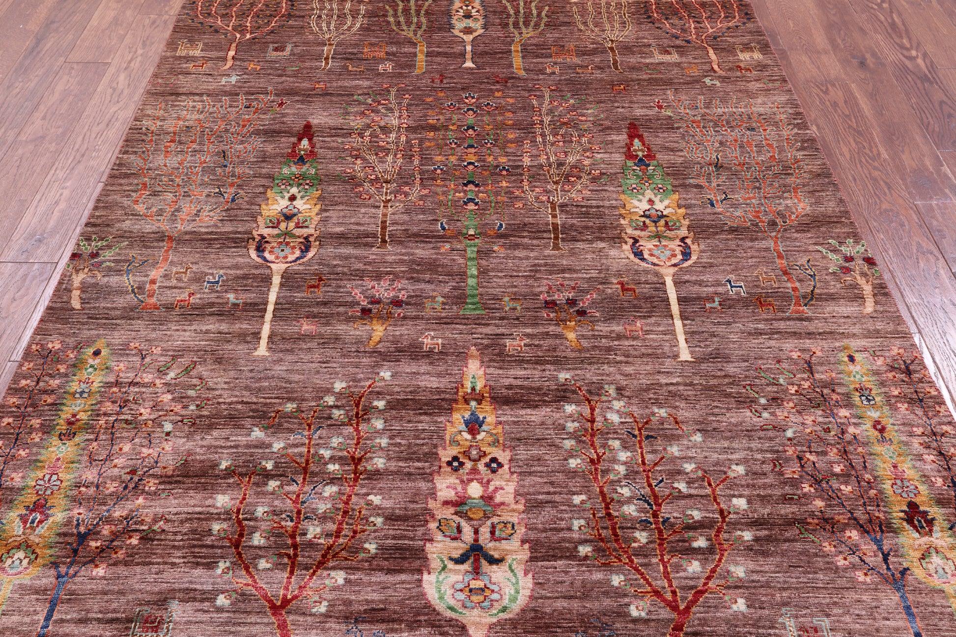 Brown Tribal Persian Gabbeh Hand Knotted Wool Rug - 5' 8" X 8' 2" - Golden Nile