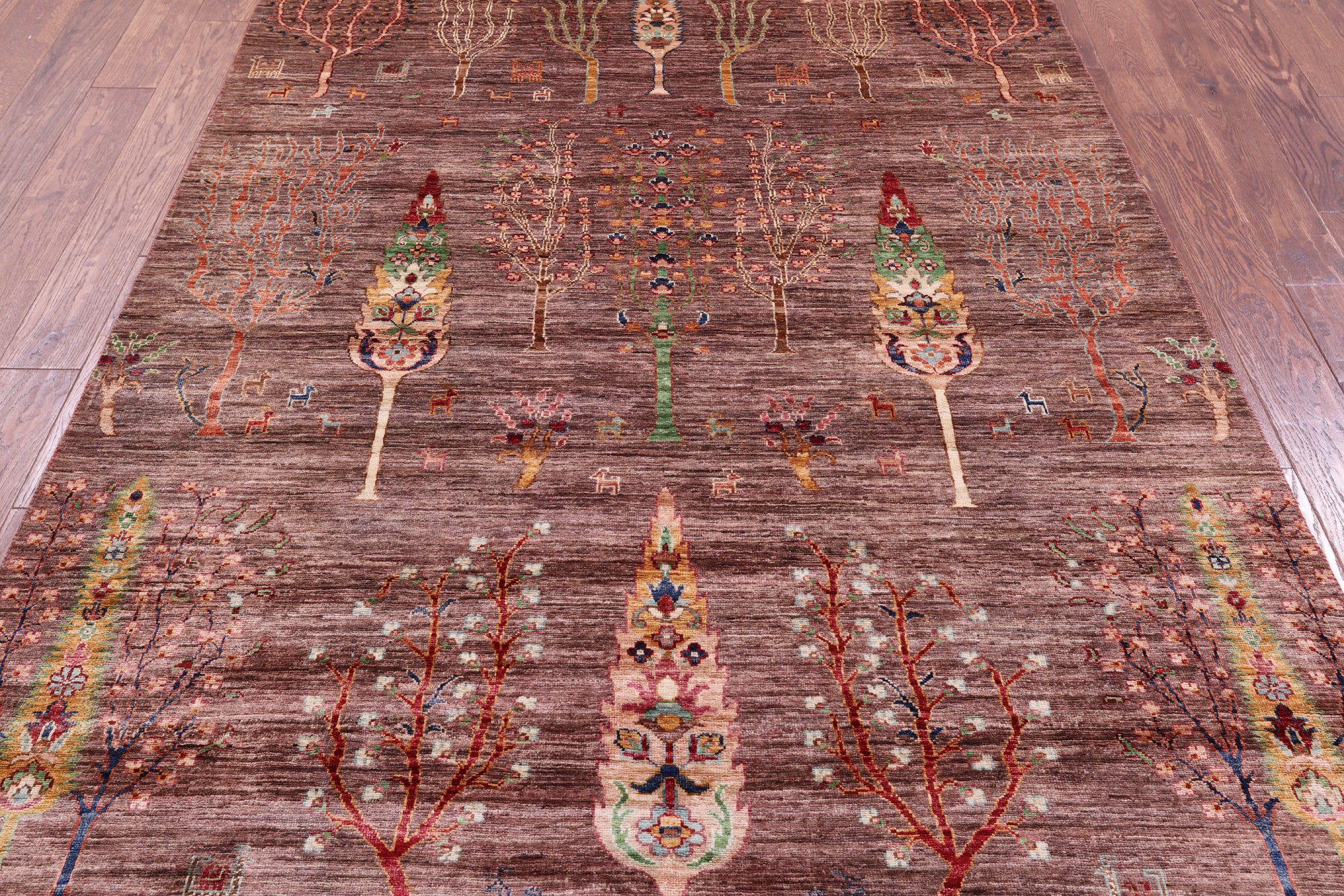 Brown Tribal Persian Gabbeh Hand Knotted Wool Rug - 5' 8" X 8' 2" - Golden Nile