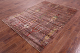 Brown Tribal Persian Gabbeh Hand Knotted Wool Rug - 5' 8" X 8' 2" - Golden Nile