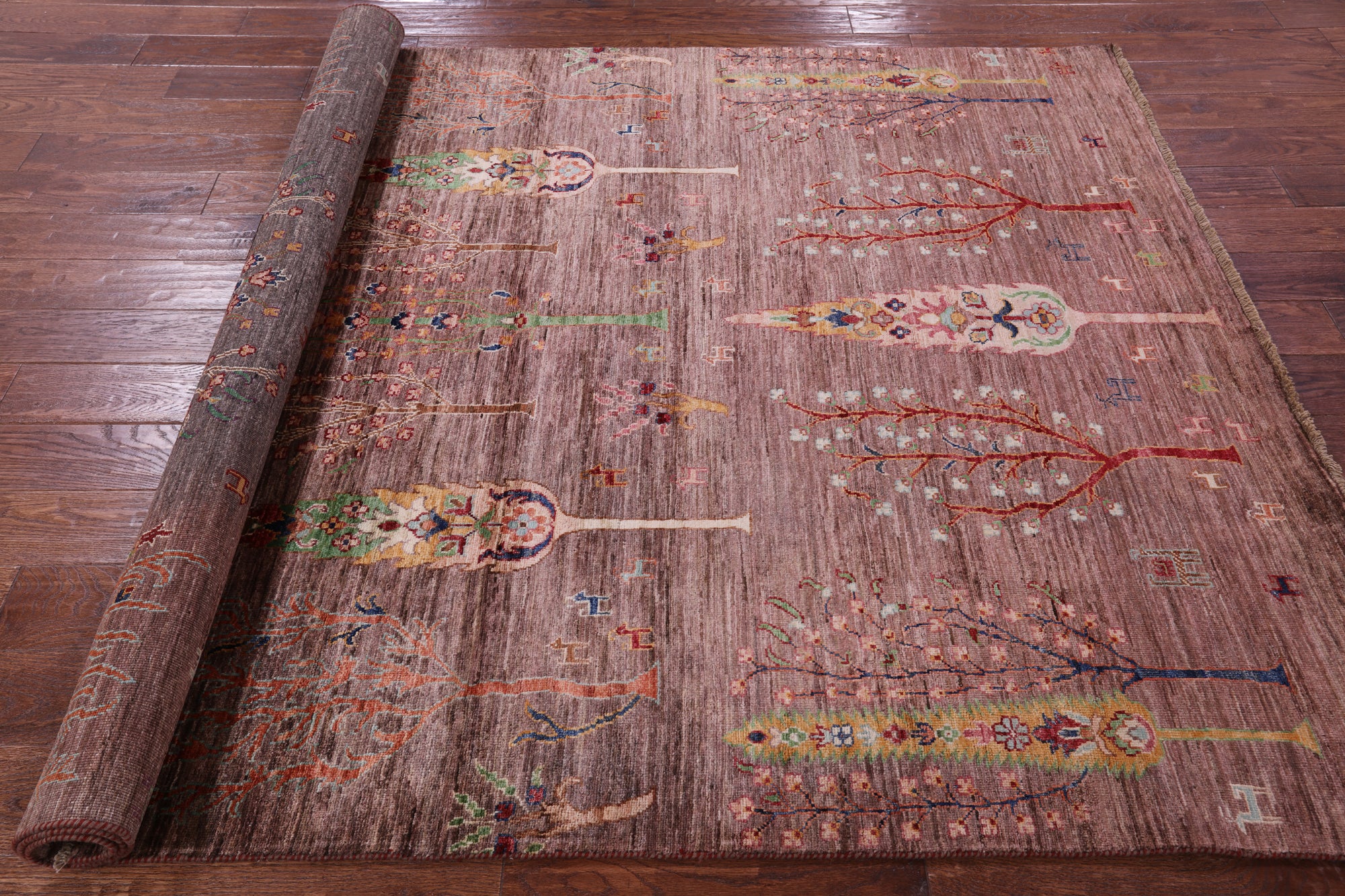 Brown Tribal Persian Gabbeh Hand Knotted Wool Rug - 5' 8" X 8' 2" - Golden Nile