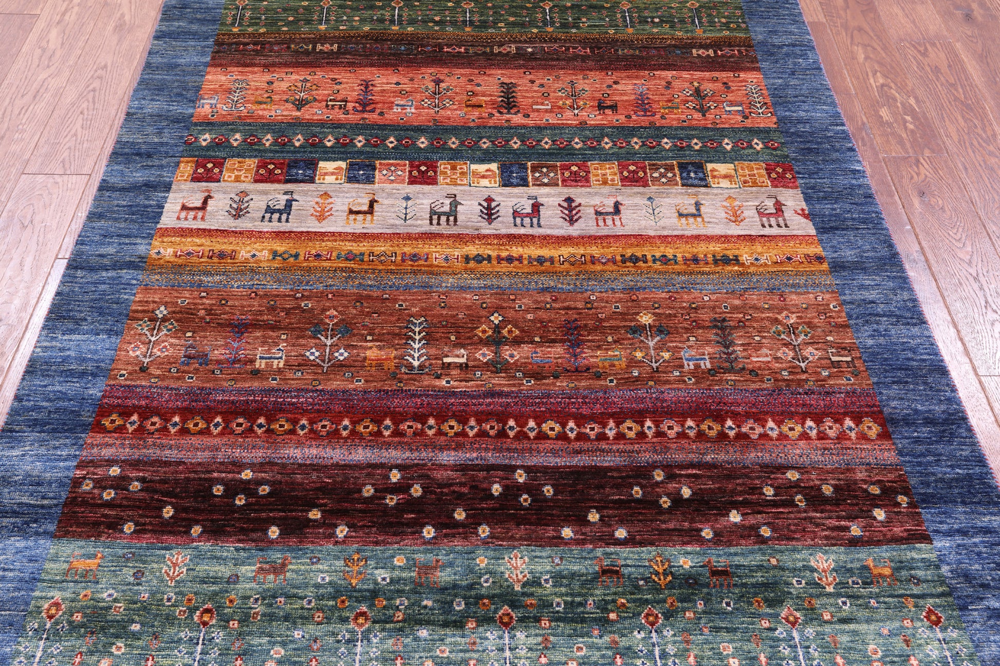 Tribal Persian Gabbeh Hand Knotted Wool Rug - 4' 9" X 6' 6" - Golden Nile