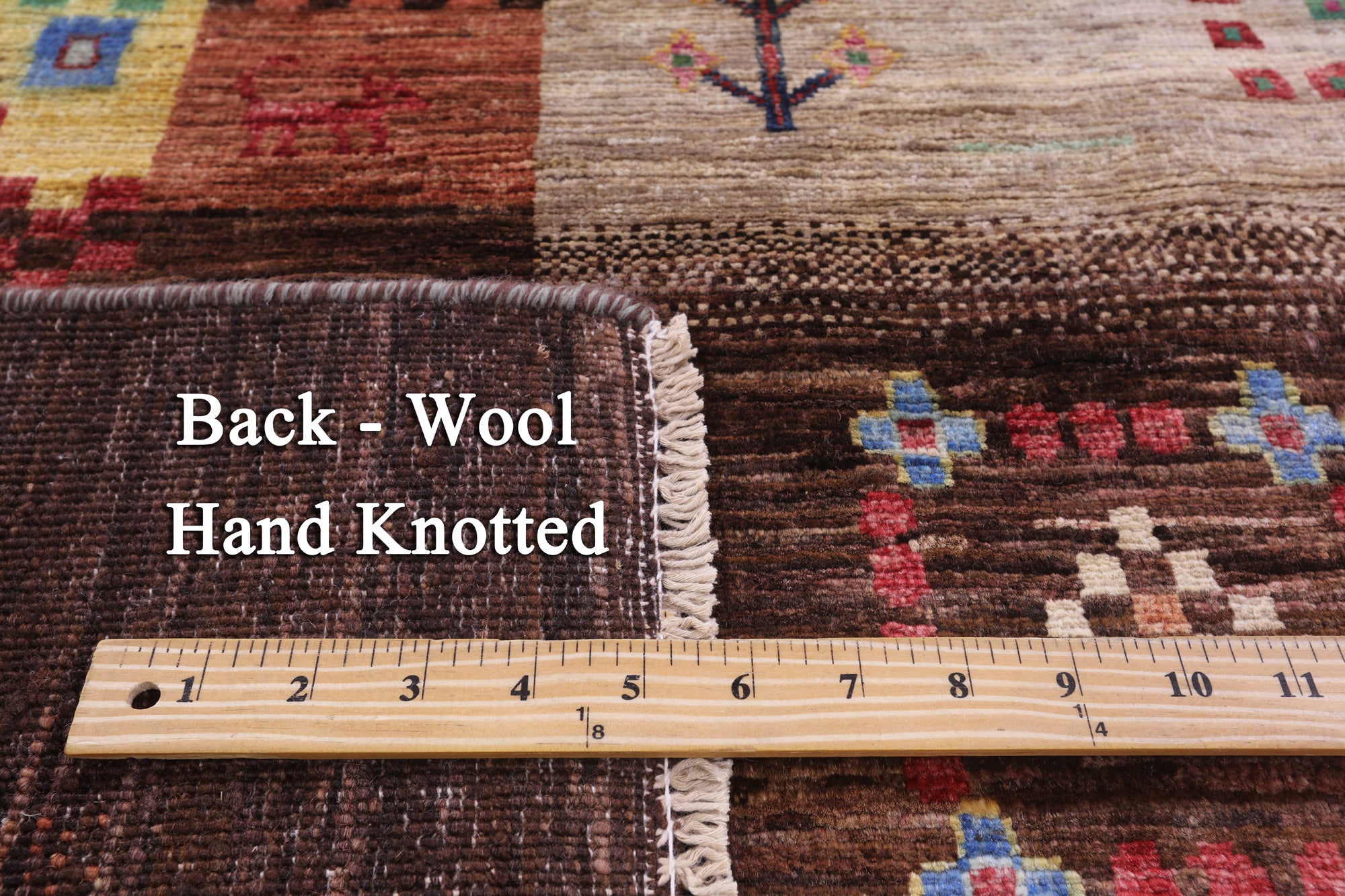 Brown Tribal Persian Gabbeh Hand Knotted Wool Rug - 5' 8" X 7' 10" - Golden Nile