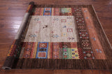 Brown Tribal Persian Gabbeh Hand Knotted Wool Rug - 5' 8" X 7' 10" - Golden Nile