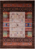 Brown Tribal Persian Gabbeh Hand Knotted Wool Rug - 5' 8" X 7' 10" - Golden Nile