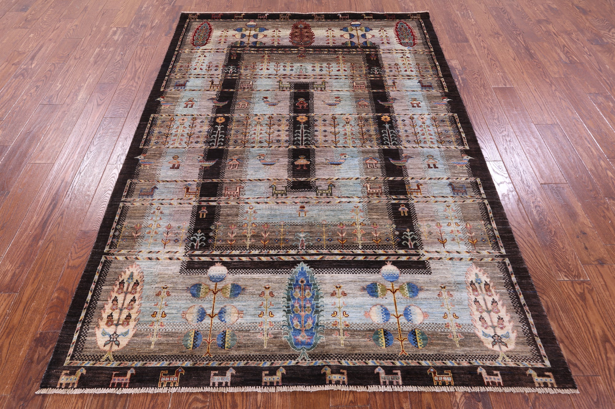 Tribal Persian Gabbeh Hand Knotted Wool Rug - 5' 9" X 8' 1" - Golden Nile