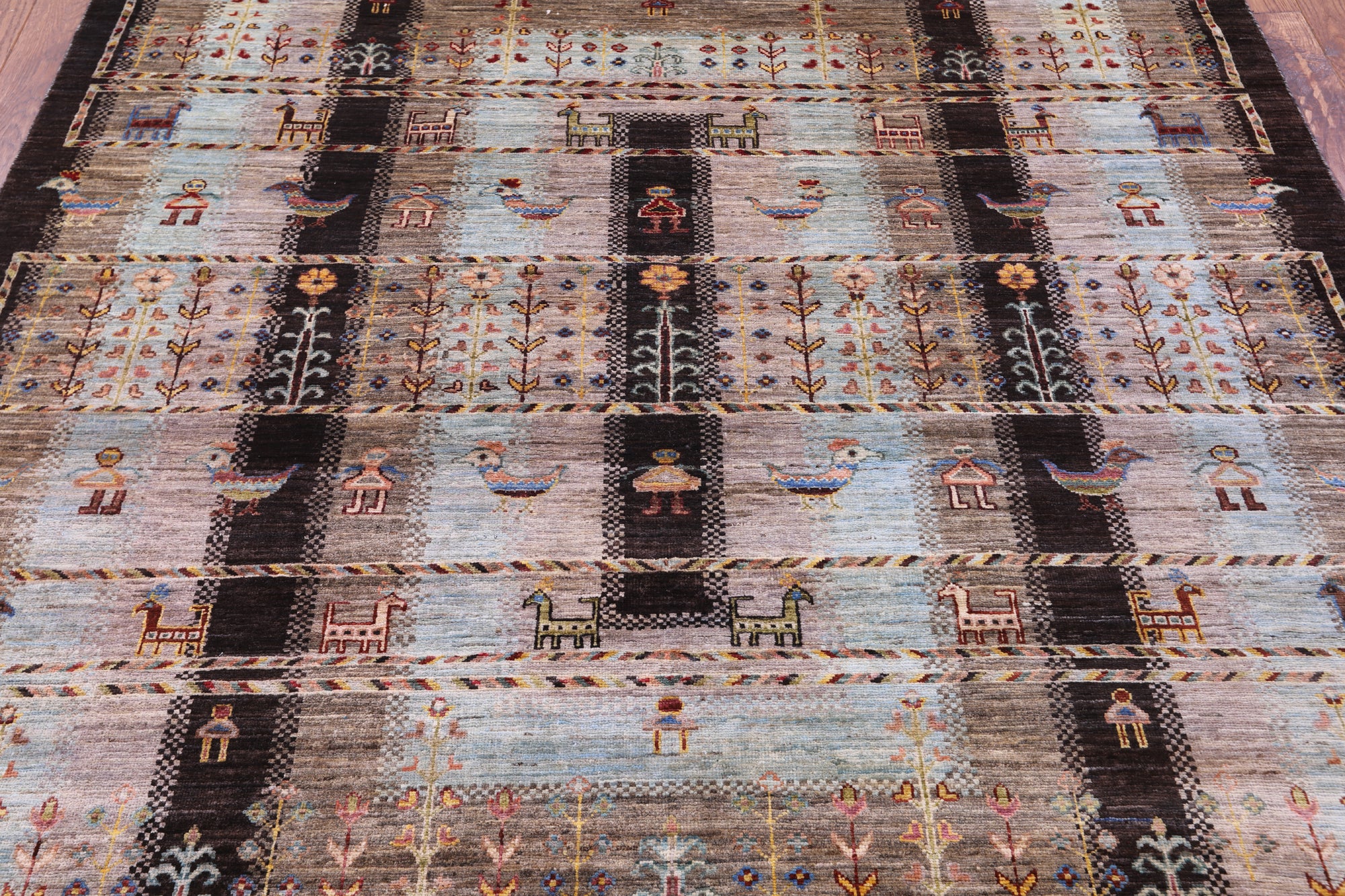 Tribal Persian Gabbeh Hand Knotted Wool Rug - 5' 9" X 8' 1" - Golden Nile