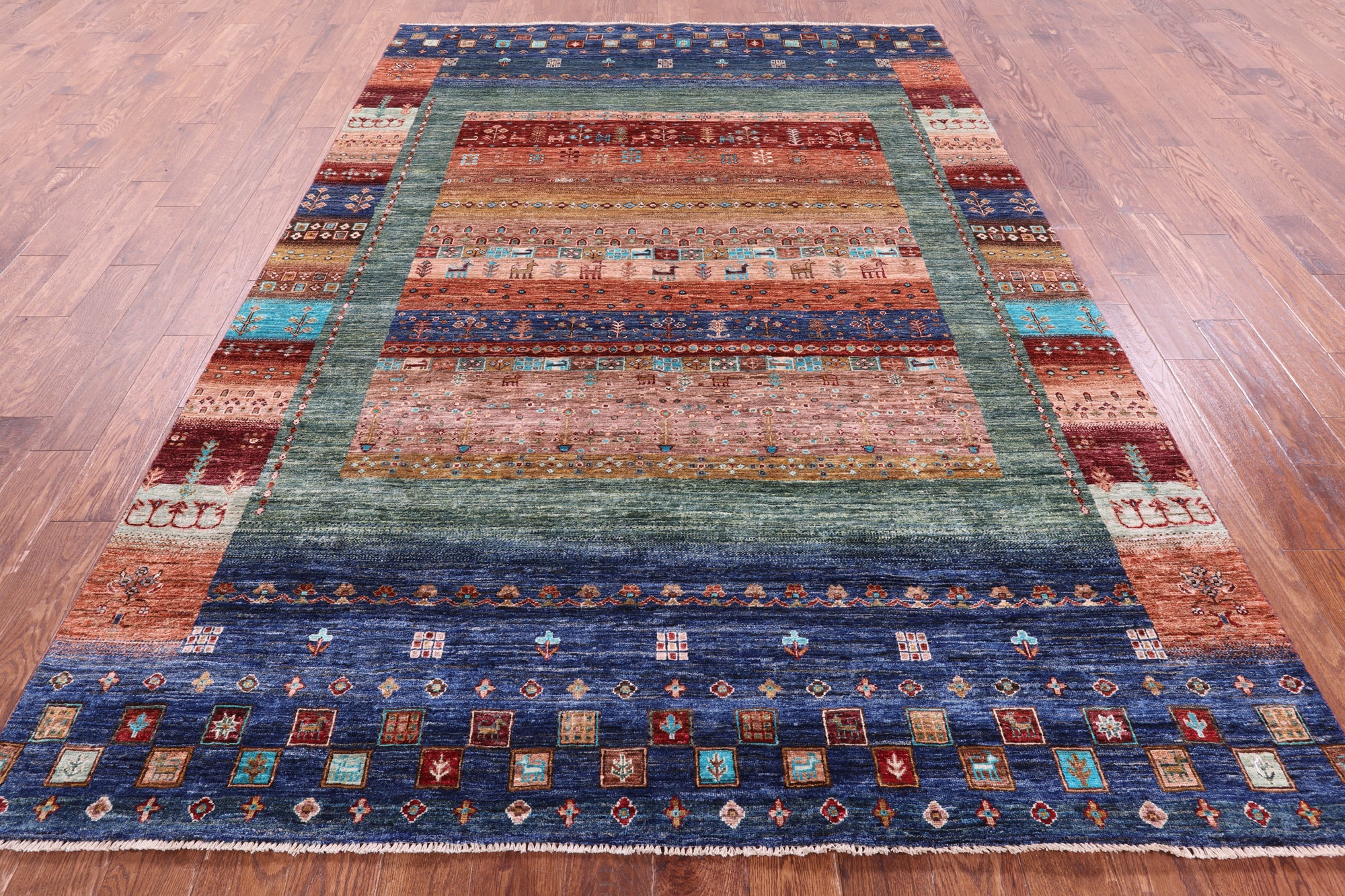 Tribal Persian Gabbeh Hand Knotted Wool Rug - 6' 9" X 9' 10" - Golden Nile