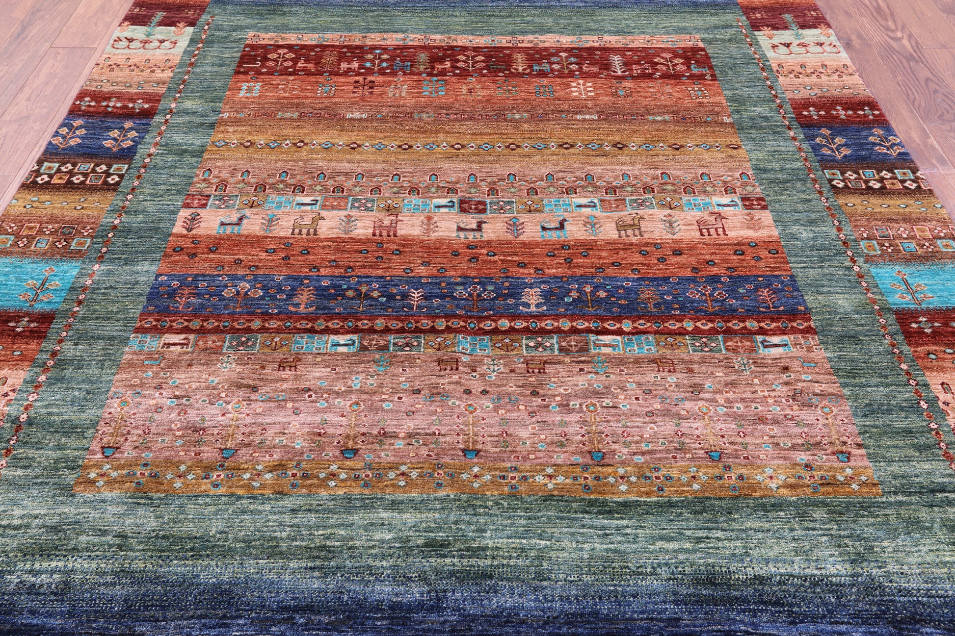 Tribal Persian Gabbeh Hand Knotted Wool Rug - 6' 9" X 9' 10" - Golden Nile