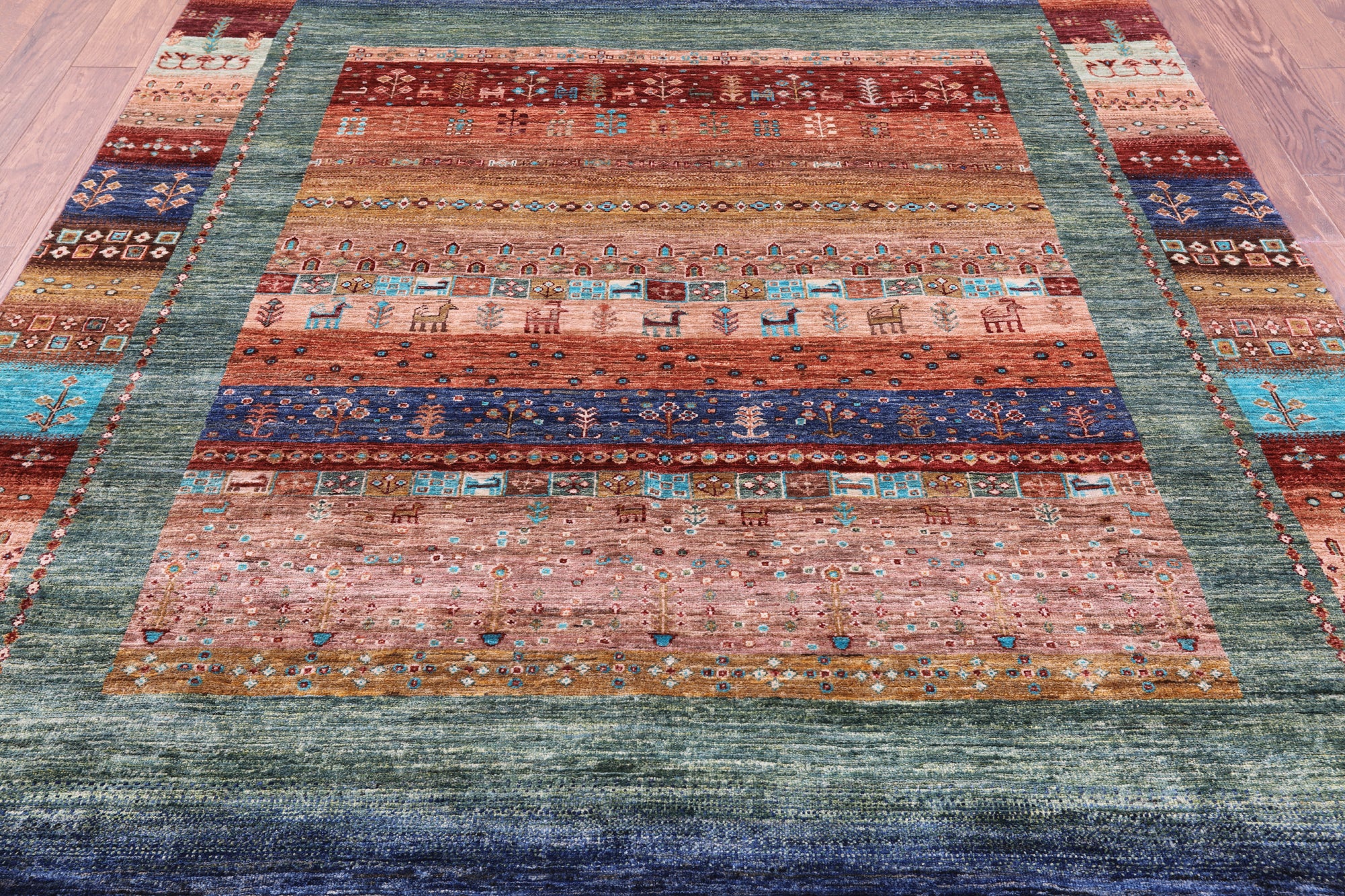 Tribal Persian Gabbeh Hand Knotted Wool Rug - 6' 9" X 9' 10" - Golden Nile
