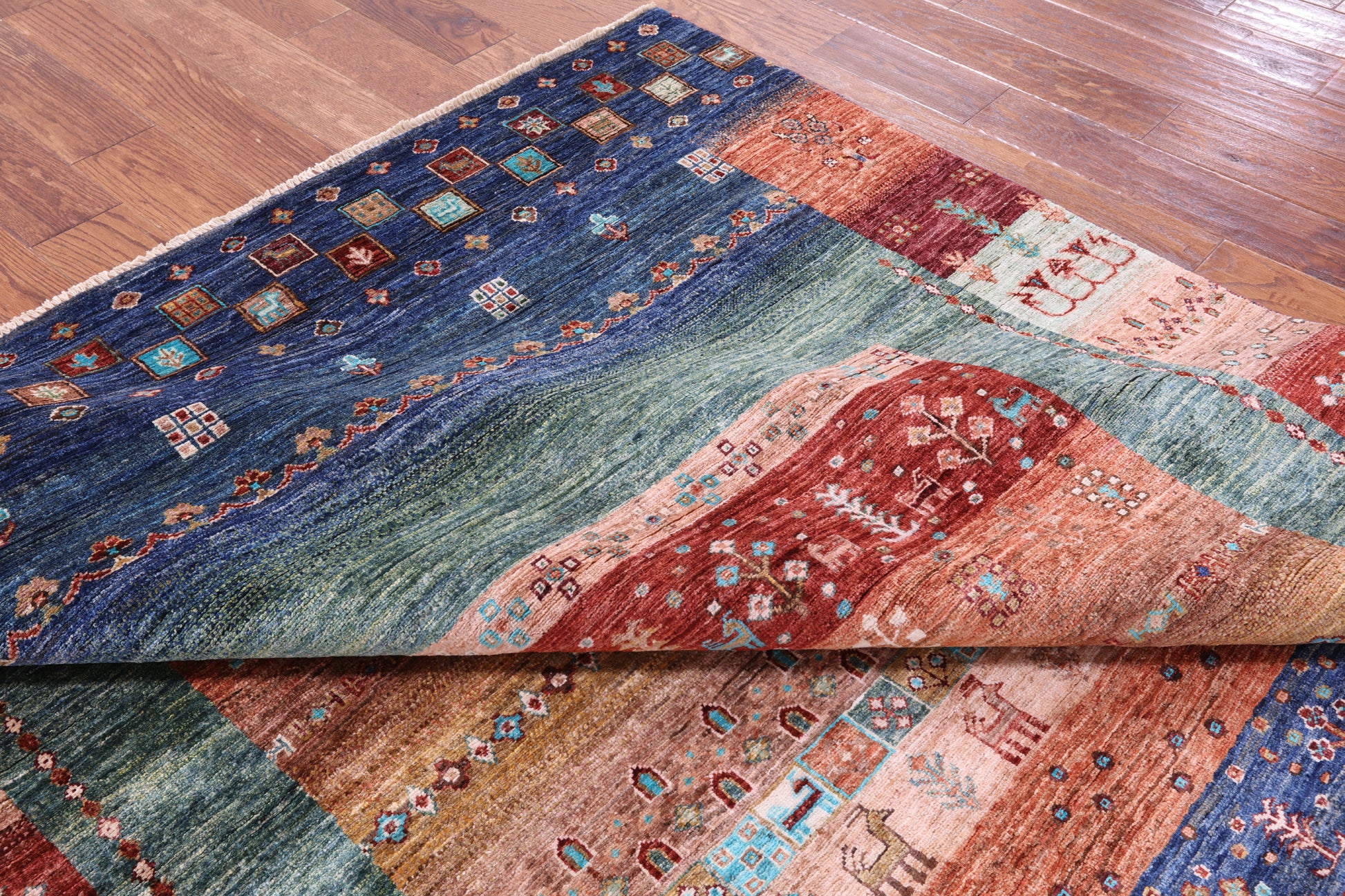 Tribal Persian Gabbeh Hand Knotted Wool Rug - 6' 9" X 9' 10" - Golden Nile
