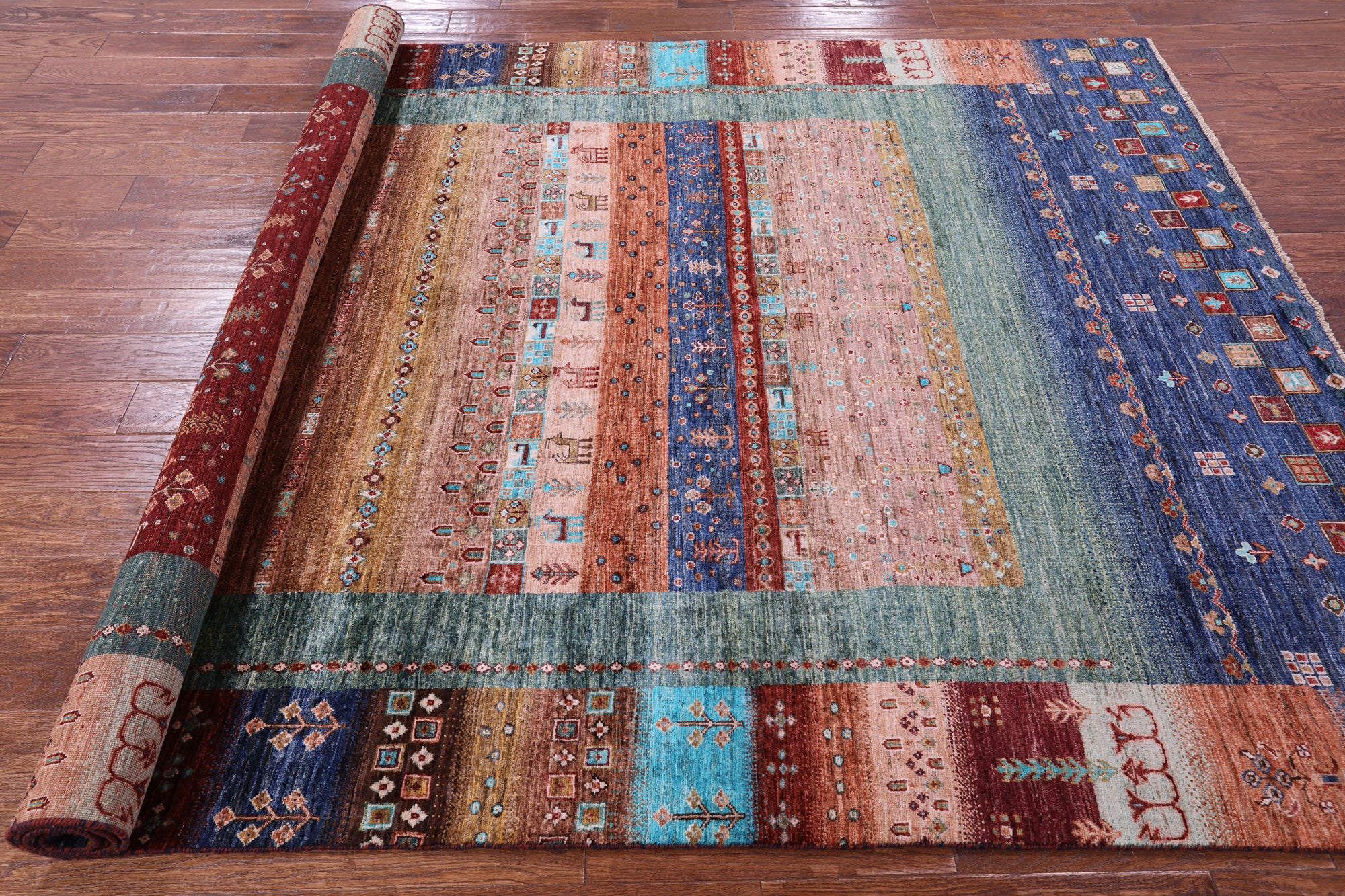 Tribal Persian Gabbeh Hand Knotted Wool Rug - 6' 9" X 9' 10" - Golden Nile