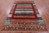 Tribal Persian Gabbeh Hand Knotted Wool Rug - 6' 10" X 9' 10" - Golden Nile