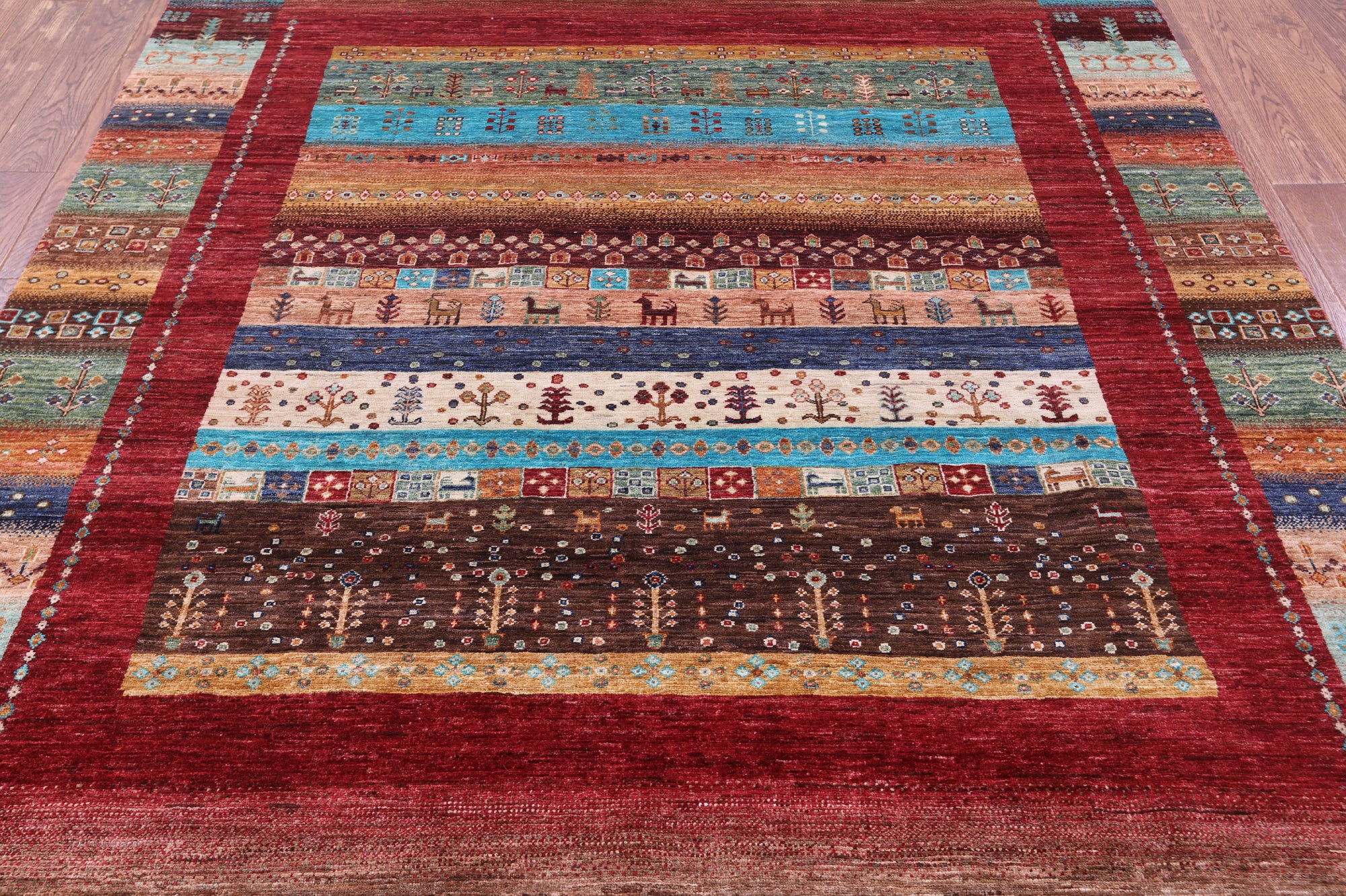 Tribal Persian Gabbeh Hand Knotted Wool Rug - 6' 10" X 9' 10" - Golden Nile