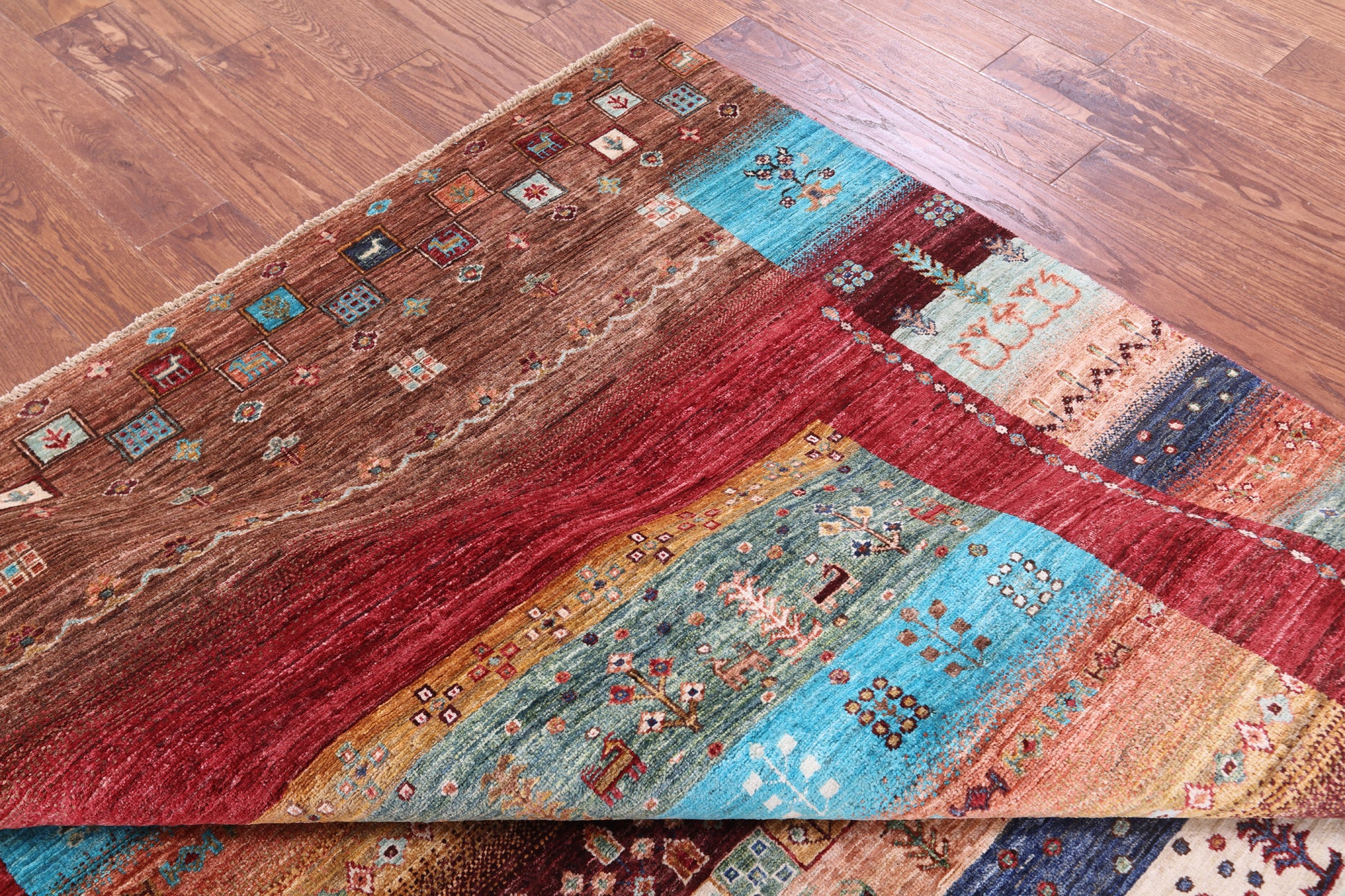 Tribal Persian Gabbeh Hand Knotted Wool Rug - 6' 10" X 9' 10" - Golden Nile