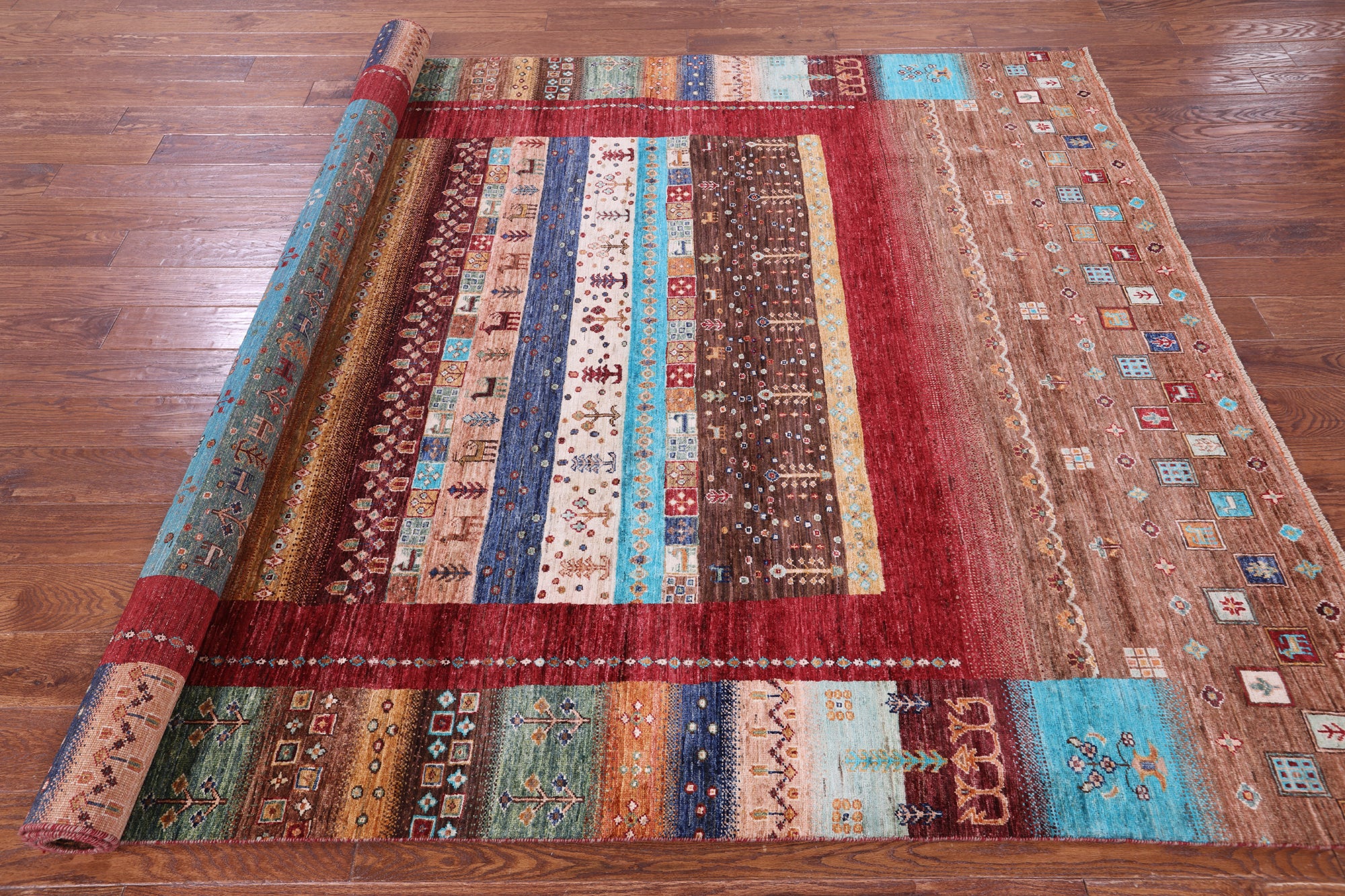 Tribal Persian Gabbeh Hand Knotted Wool Rug - 6' 10" X 9' 10" - Golden Nile