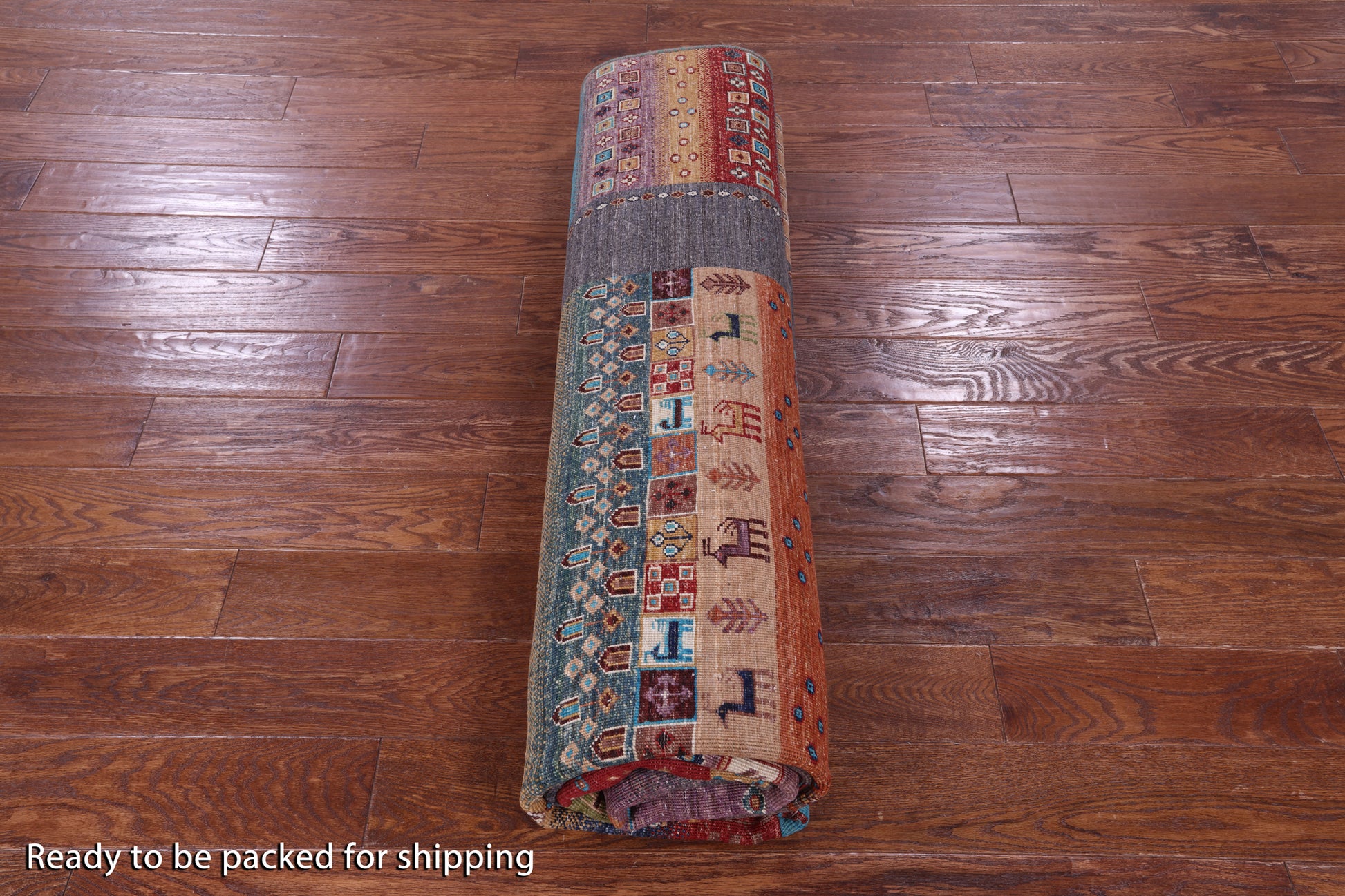 Tribal Persian Gabbeh Hand Knotted Wool Rug - 8' 1" X 9' 9" - Golden Nile