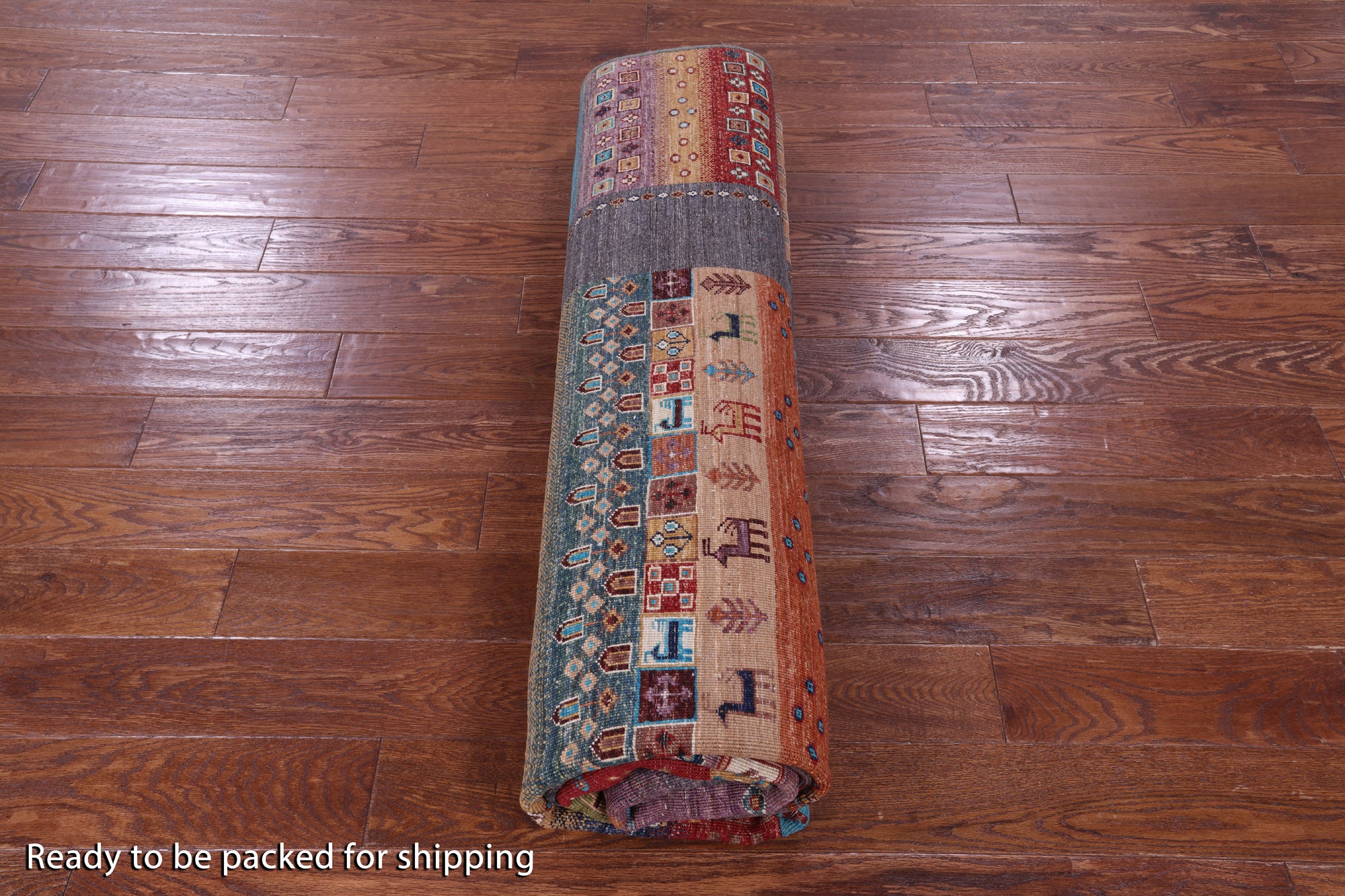 Tribal Persian Gabbeh Hand Knotted Wool Rug - 8' 1" X 9' 9" - Golden Nile