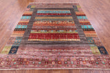 Tribal Persian Gabbeh Hand Knotted Wool Rug - 8' 1" X 9' 9" - Golden Nile