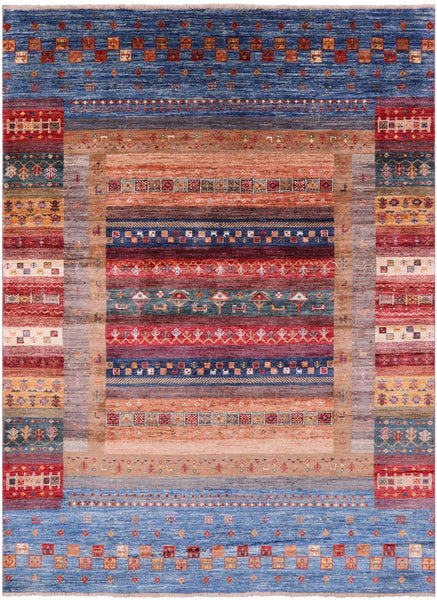 Tribal Persian Gabbeh Hand Knotted Wool Rug - 5' 9" X 7' 11" - Golden Nile