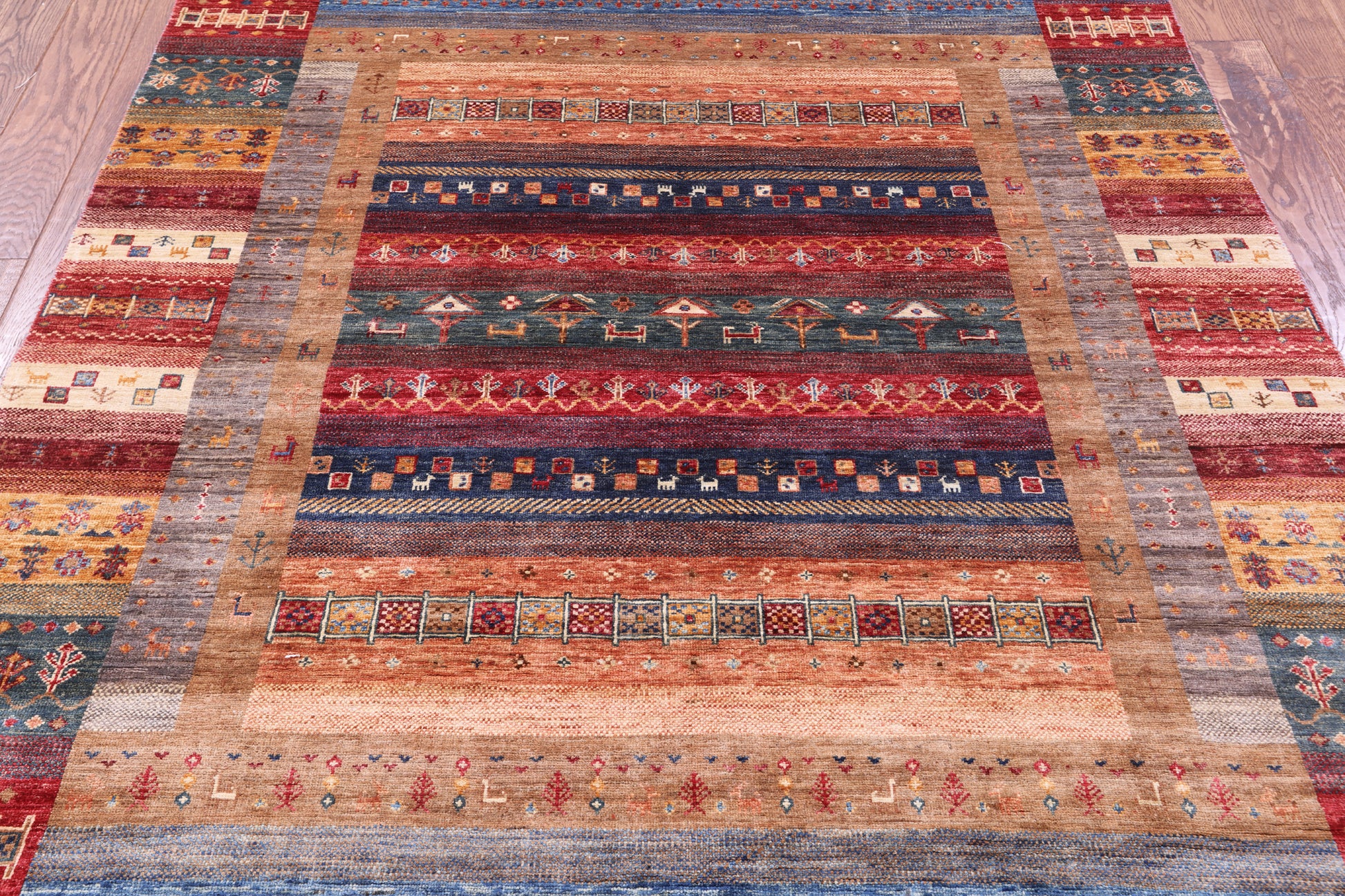Tribal Persian Gabbeh Hand Knotted Wool Rug - 5' 9" X 7' 11" - Golden Nile