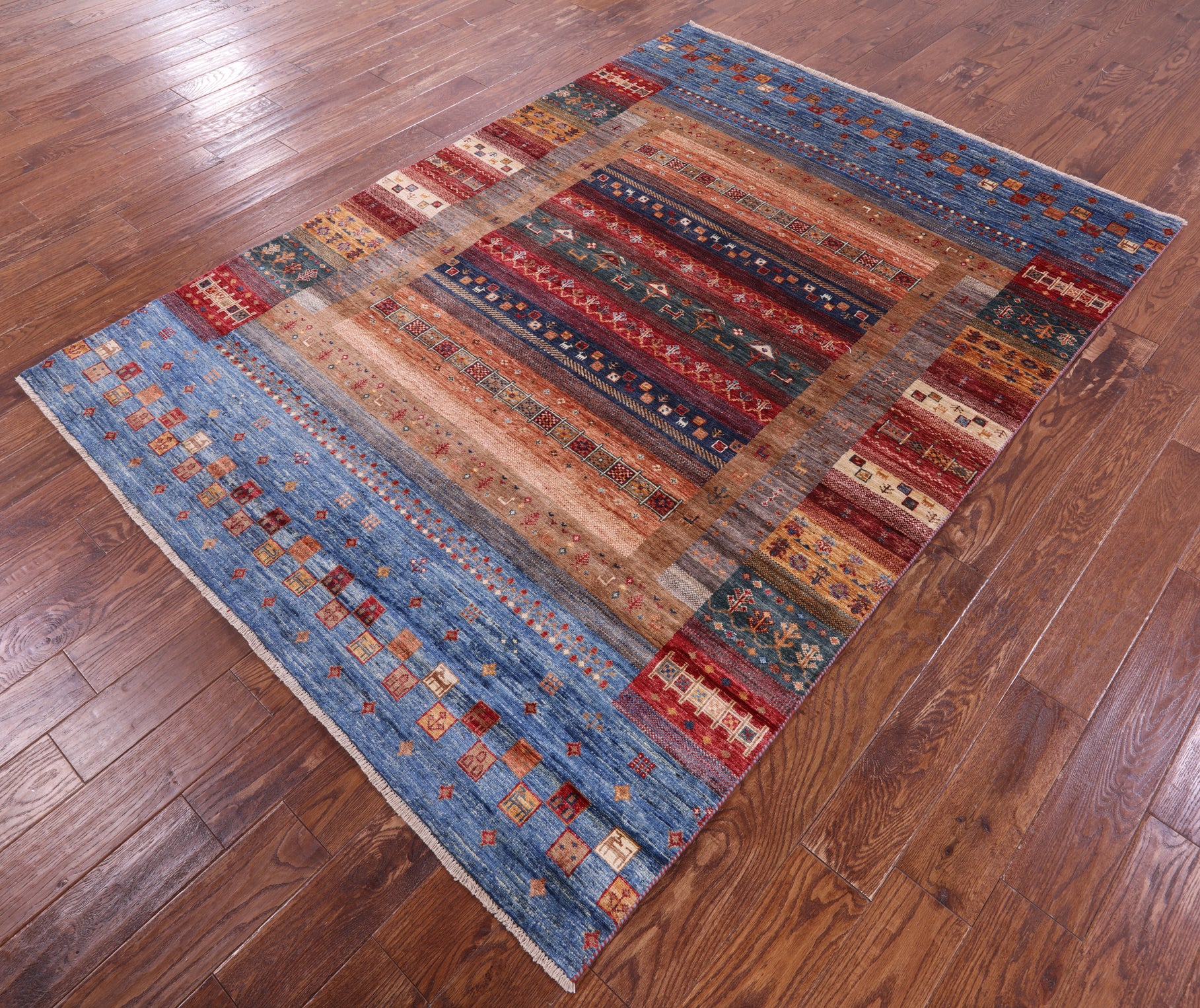 Tribal Persian Gabbeh Hand Knotted Wool Rug - 5' 9" X 7' 11" - Golden Nile