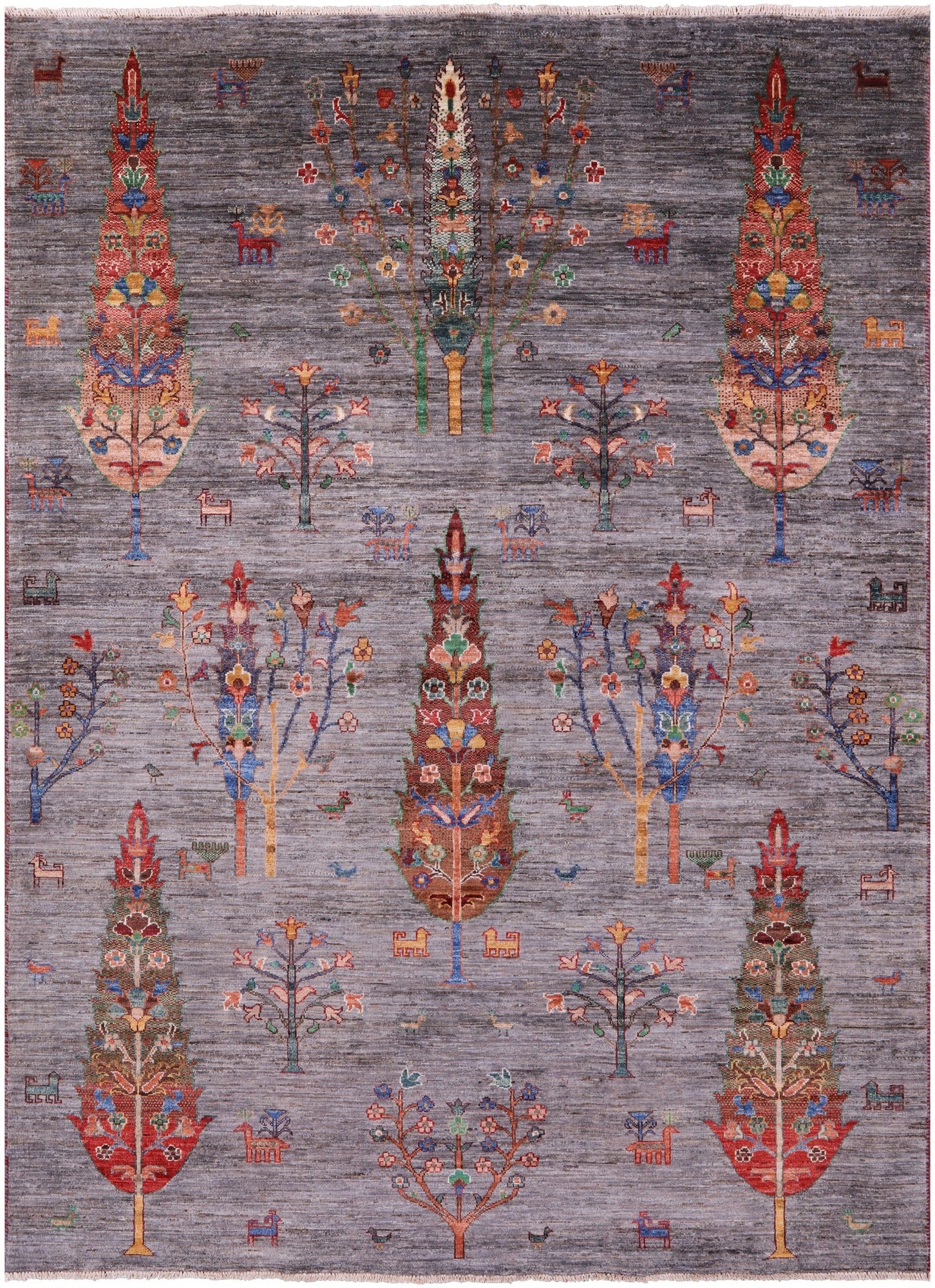 Grey Tribal Persian Gabbeh Handmade Wool Rug - 5' 10" X 8' 0" - Golden Nile