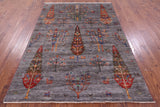 Grey Tribal Persian Gabbeh Handmade Wool Rug - 5' 10" X 8' 0" - Golden Nile
