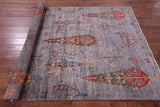 Grey Tribal Persian Gabbeh Handmade Wool Rug - 5' 10" X 8' 0" - Golden Nile