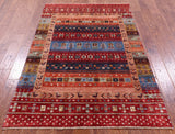 Tribal Persian Gabbeh Hand Knotted Wool Rug - 4' 2" X 6' 2" - Golden Nile