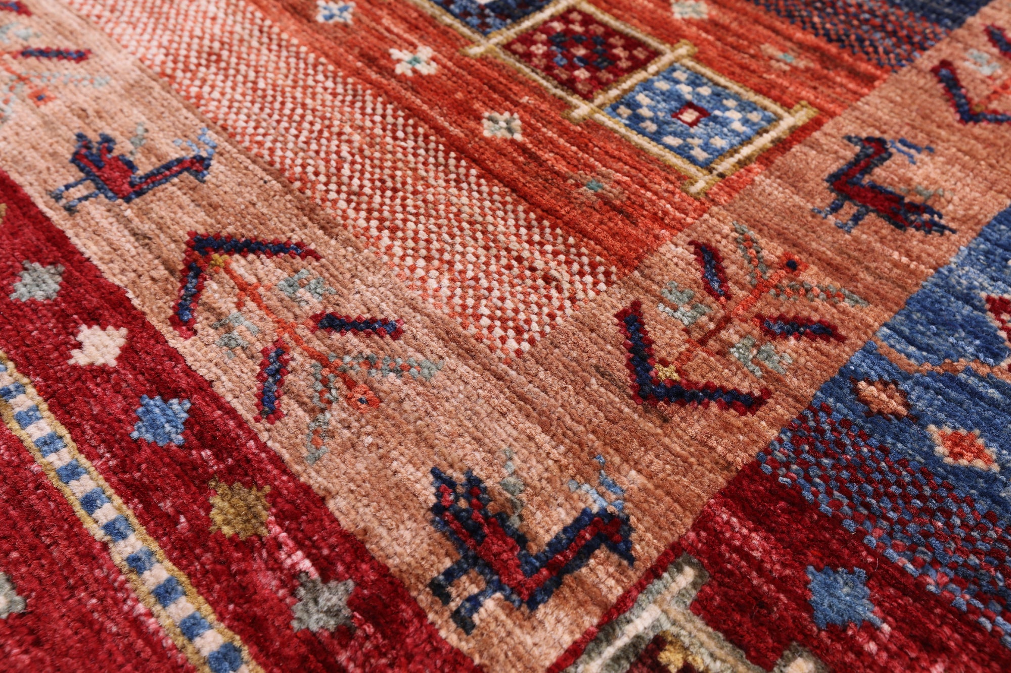 Tribal Persian Gabbeh Hand Knotted Wool Rug - 4' 2" X 6' 2" - Golden Nile