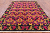 Pink William Morris Hand Knotted Wool Area Rug - 8' 1" X 10' 1" - Golden Nile