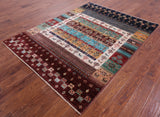 Persian Gabbeh Tribal Hand Knotted Wool Rug - 5' 2" X 6' 10" - Golden Nile