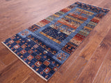 Persian Gabbeh Tribal Hand Knotted Wool Runner Rug - 2' 8" X 6' 7" - Golden Nile