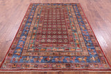 Antiqued Pazyryk Historical Design Hand Knotted Wool Rug - 5' 8" X 8' 1" - Golden Nile
