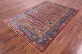 Antiqued Pazyryk Historical Design Hand Knotted Wool Rug - 5' 8" X 8' 1" - Golden Nile
