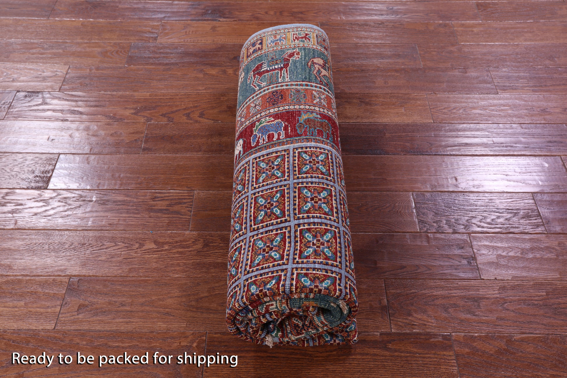 Antiqued Pazyryk Historical Design Hand Knotted Wool Rug - 5' 8" X 7' 10" - Golden Nile