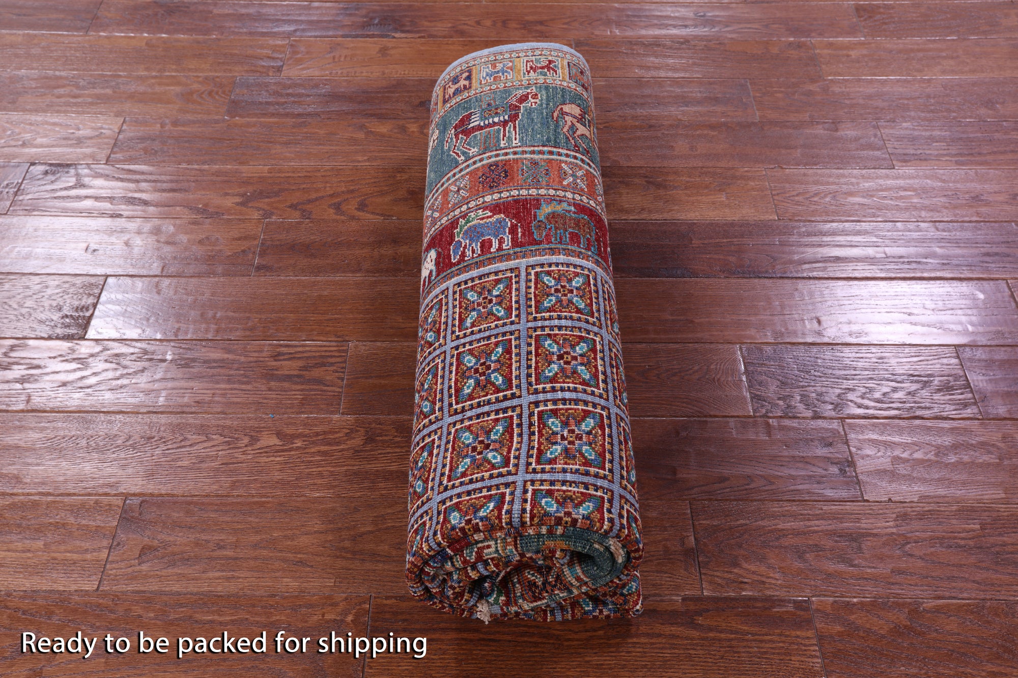 Antiqued Pazyryk Historical Design Hand Knotted Wool Rug - 5' 8" X 7' 10" - Golden Nile