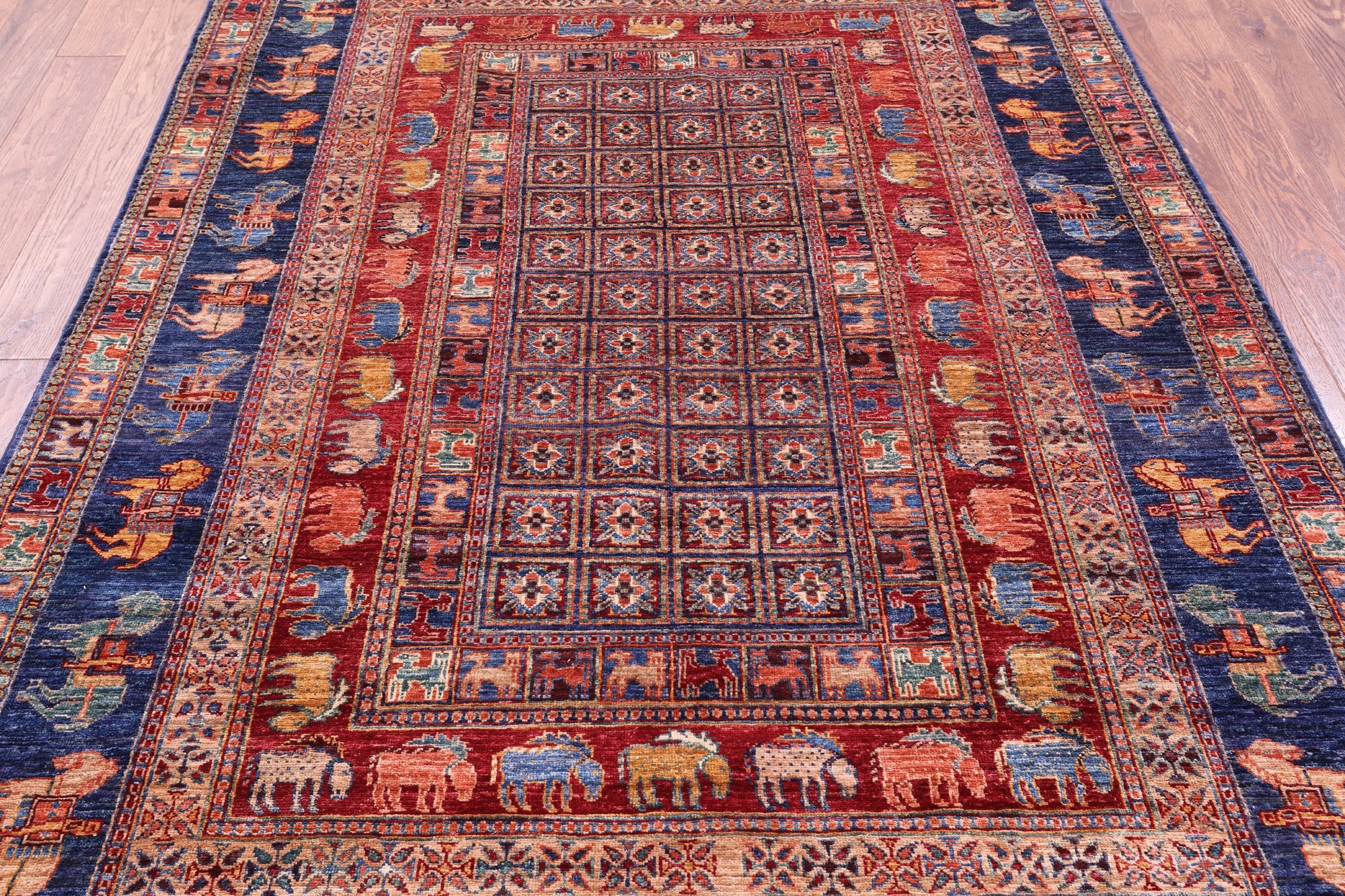 Antiqued Pazyryk Historical Design Hand Knotted Wool Rug - 5' 9" X 8' 1" - Golden Nile