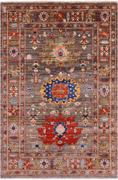 Persian Fine Serapi Hand Knotted Wool Rug - 4' 0" X 5' 11" - Golden Nile