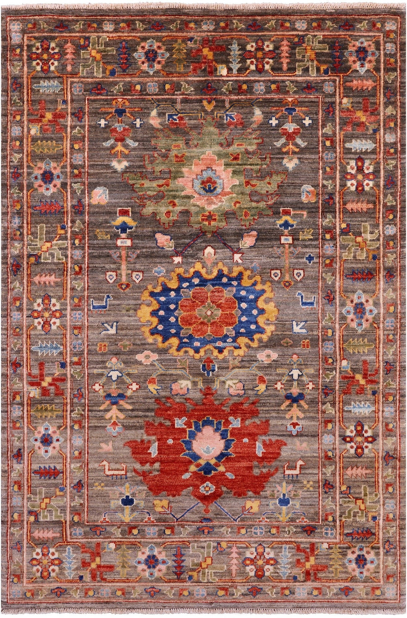 Persian Fine Serapi Hand Knotted Wool Rug - 4' 0" X 5' 11" - Golden Nile