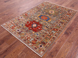 Persian Fine Serapi Hand Knotted Wool Rug - 4' 0" X 5' 11" - Golden Nile