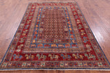 Antiqued Pazyryk Historical Design Hand Knotted Wool Rug - 5' 7" X 8' 1" - Golden Nile