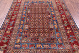 Antiqued Pazyryk Historical Design Hand Knotted Wool Rug - 5' 7" X 8' 1" - Golden Nile
