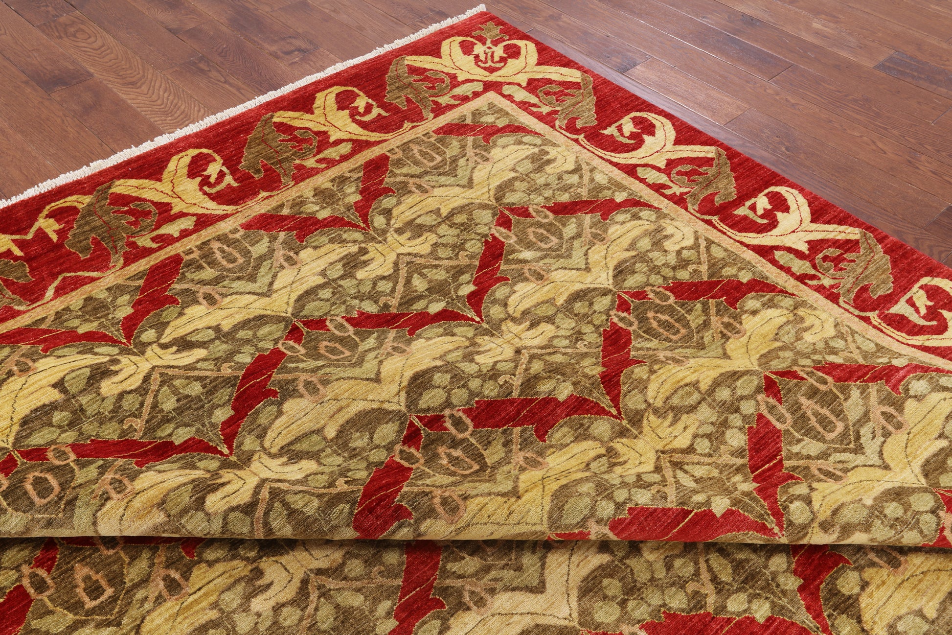 William Morris Handmade Wool Area Rug - 9' 0" X 12' 1" - Golden Nile